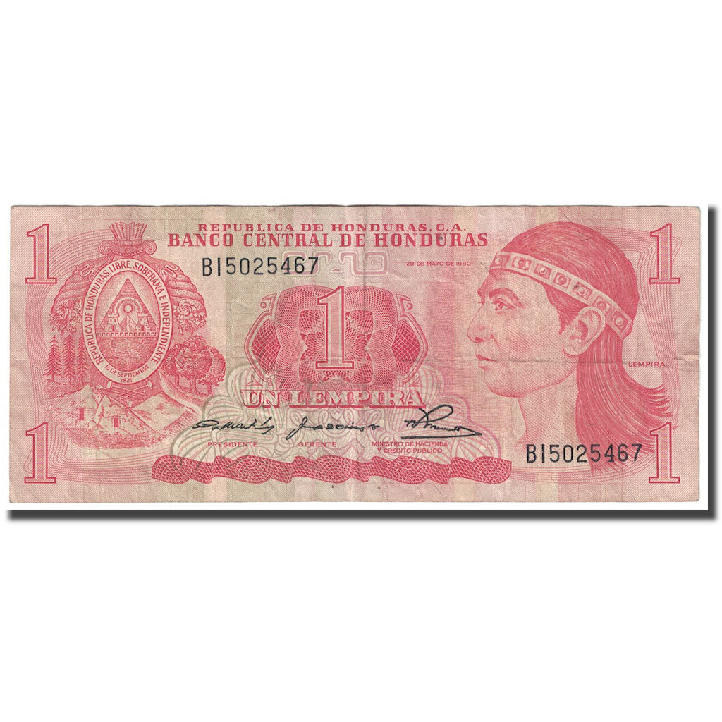 Banknot, Honduras, 1 Lempira, 1980, 1980-05-29, KM:68a, VG(8-10)