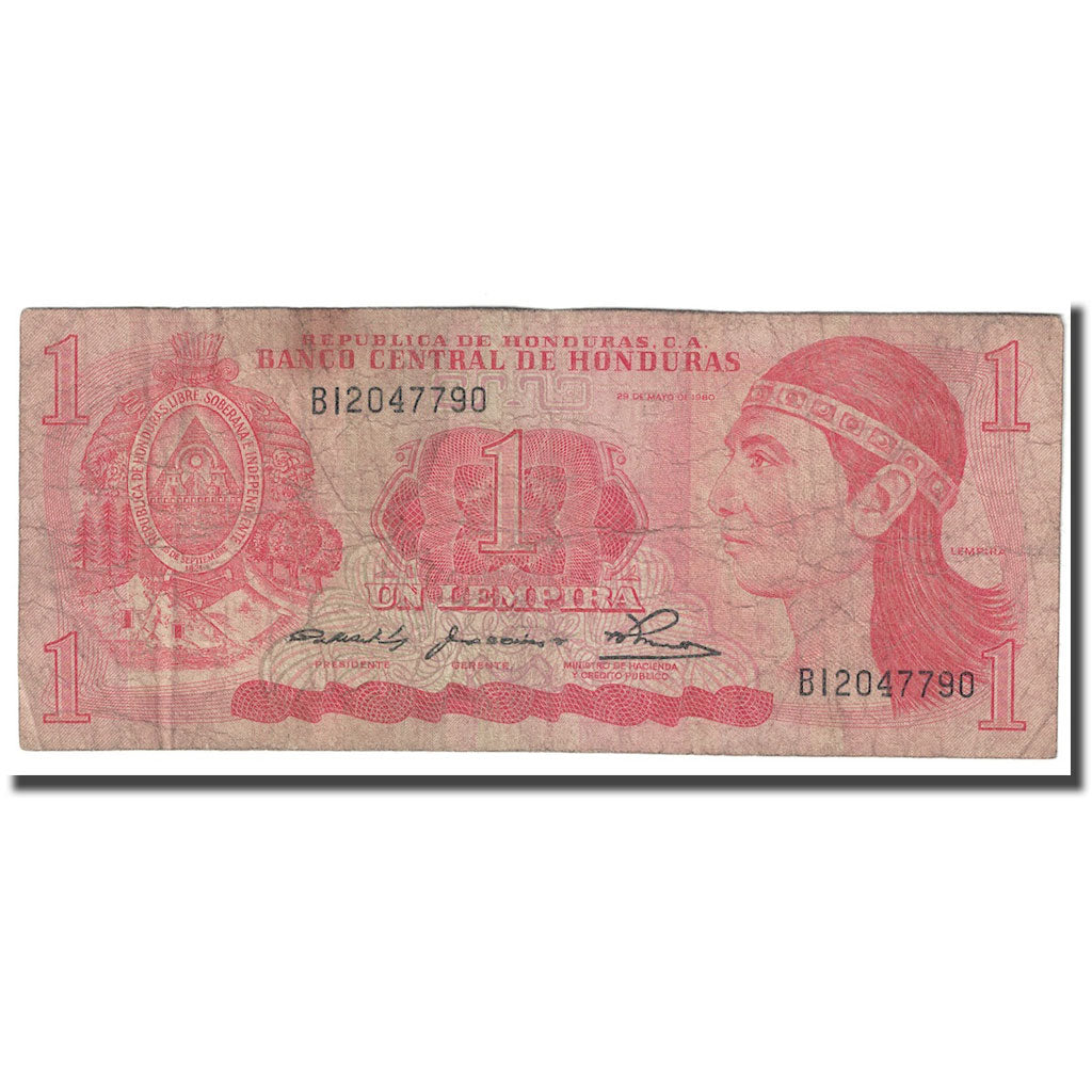 Billet, Honduras, 1 Lempira, 1980, 1980-05-29, KM:68a, AB+