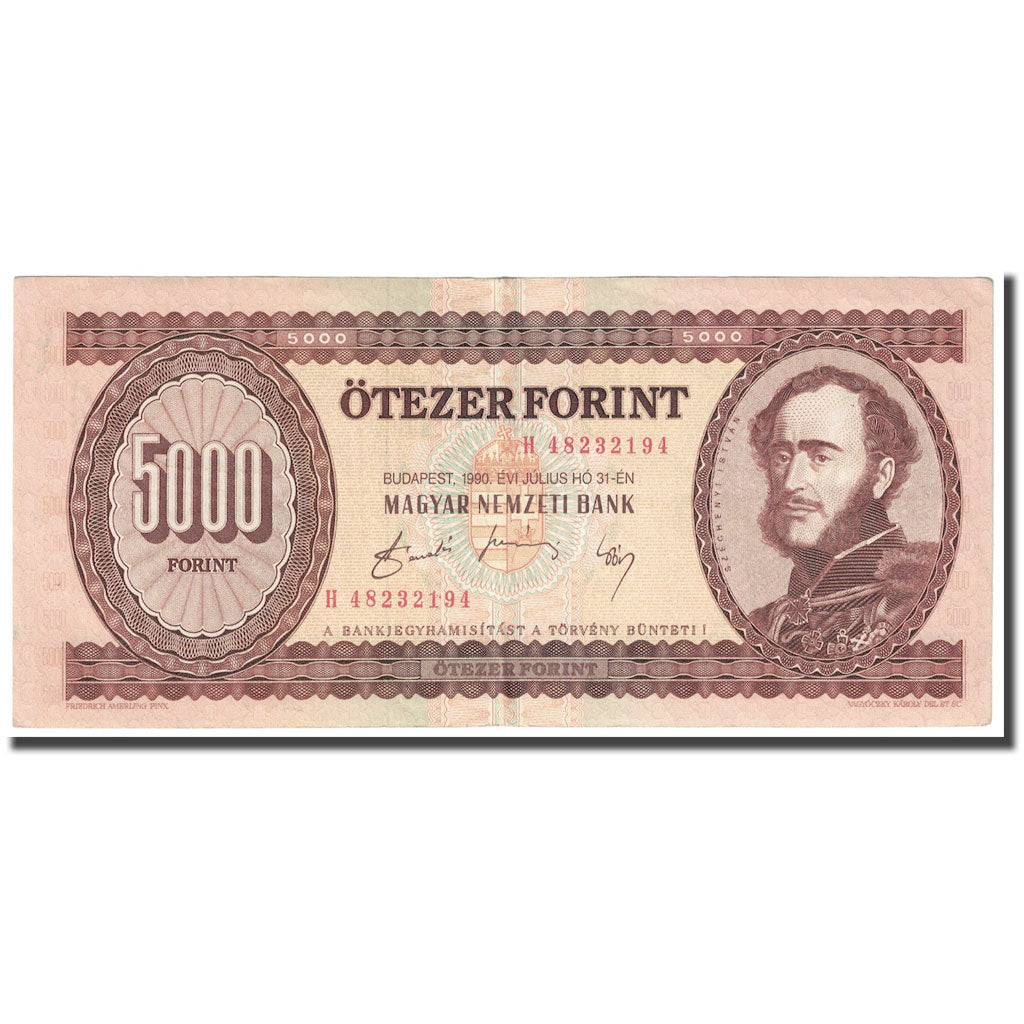 Geldschein, Ungarn, 5000 Forint, 1990, 1990-07-31, KM:177a, SS