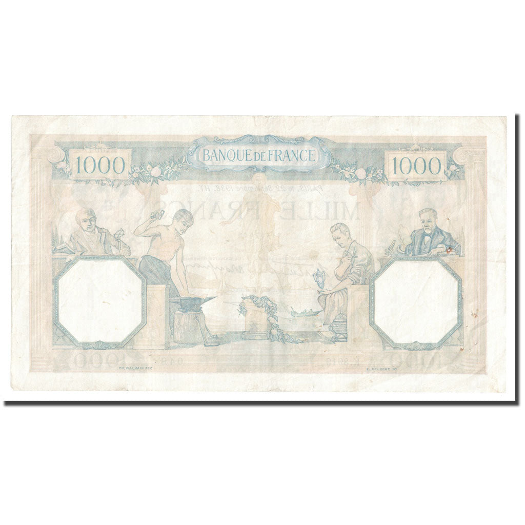 France, 1000 Francs, Cérès et Mercure, 1938, 1938-09-22, TB, Fayette:38.27