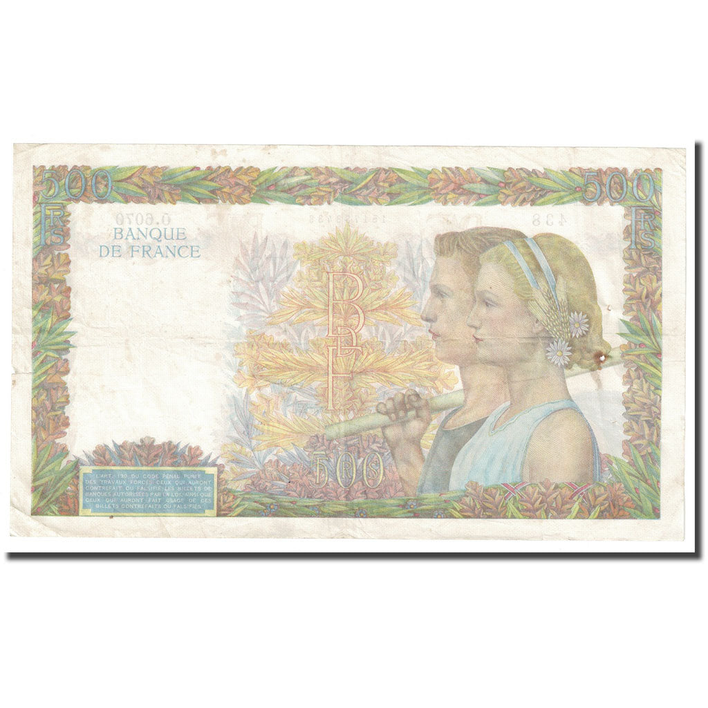 Francia, 500 Francs, La Paix, 1942, 1942-06-20, MB, Fayette:32.35, KM:95b