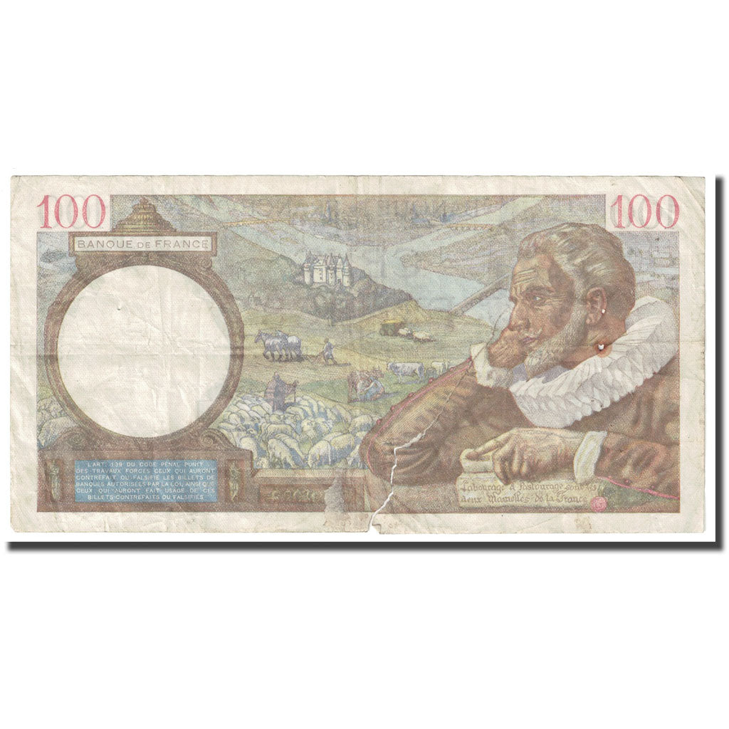 France, 100 Francs, Sully, 1941, 1941-10-30, AB+, Fayette:26.59, KM:94