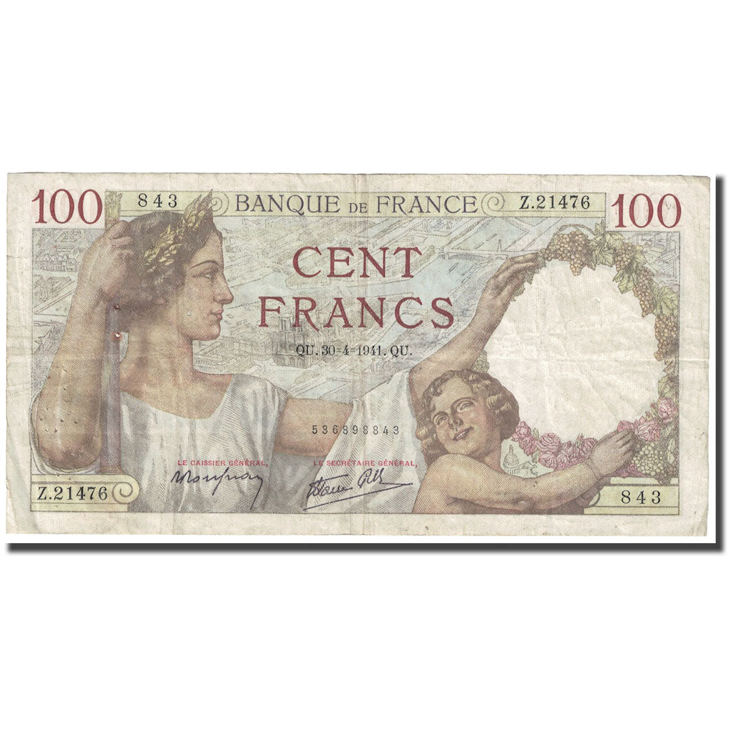 Frankreich, 100 Francs, Sully, 1941, 1941-04-30, S, Fayette:26.49, KM:94