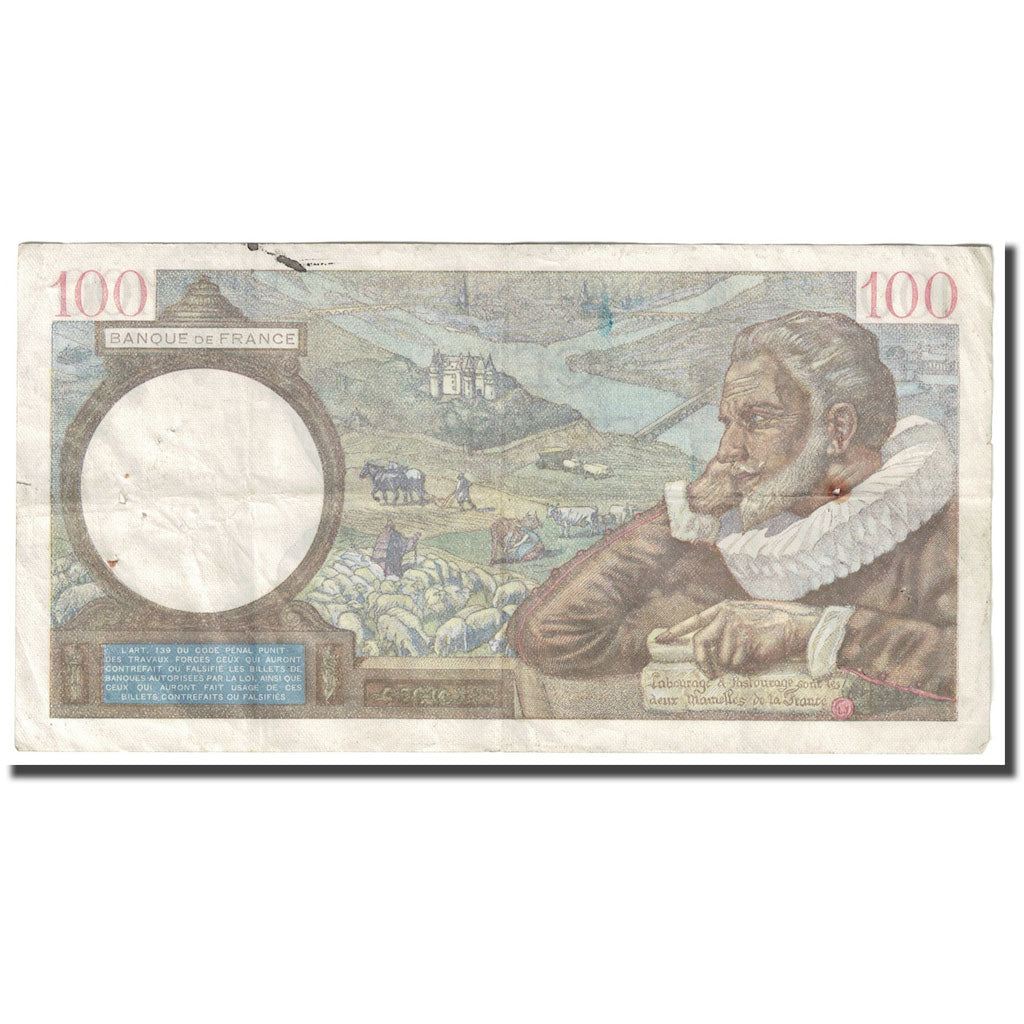 Francja, 100 Francs, Sully, 1941, 1941-04-30, F(12-15), Fayette:26.49, KM:94