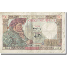 Francja, 50 Francs, Jacques Coeur, 1941, 1941-07-17, G(4-6), Fayette:19.12