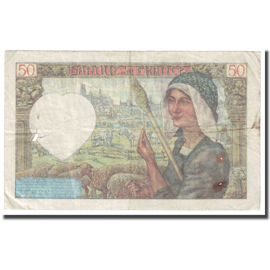 Frankrijk, 50 Francs, Jacques Coeur, 1941, 1941-11-20, B+, Fayette:19.16, KM:93