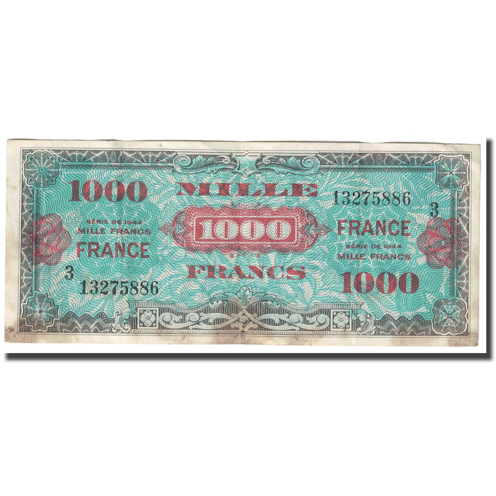 Francia, 1000 Francs, 1945 Verso France, 1945, 1945-06-04, B+, Fayette:VF27.3