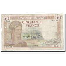 Frankreich, 50 Francs, Cérès, 1938, 1938-11-03, GE+, Fayette:18.18, KM:85b
