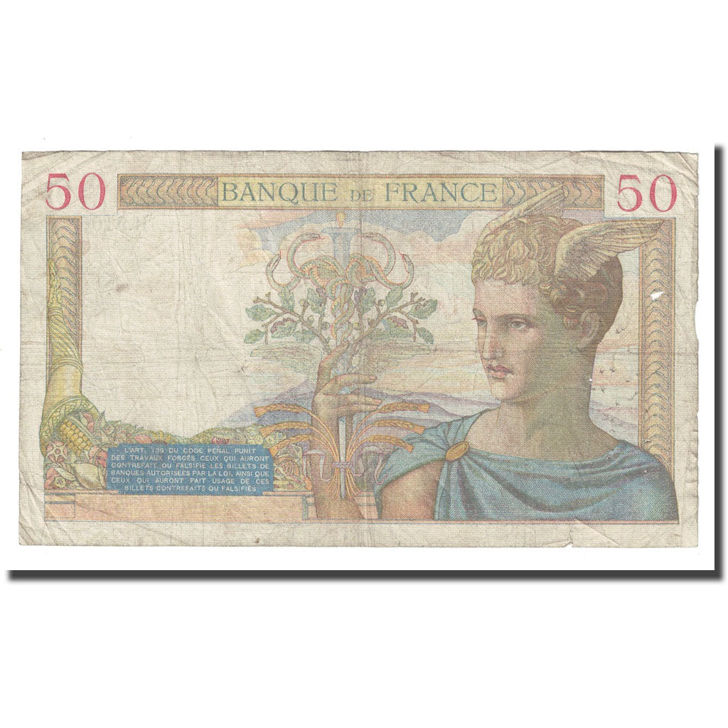 Frankreich, 50 Francs, Cérès, 1938, 1938-11-03, GE+, Fayette:18.18, KM:85b