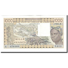 Billet, West African States, 1000 Francs, 1986, KM:807Tg, TTB