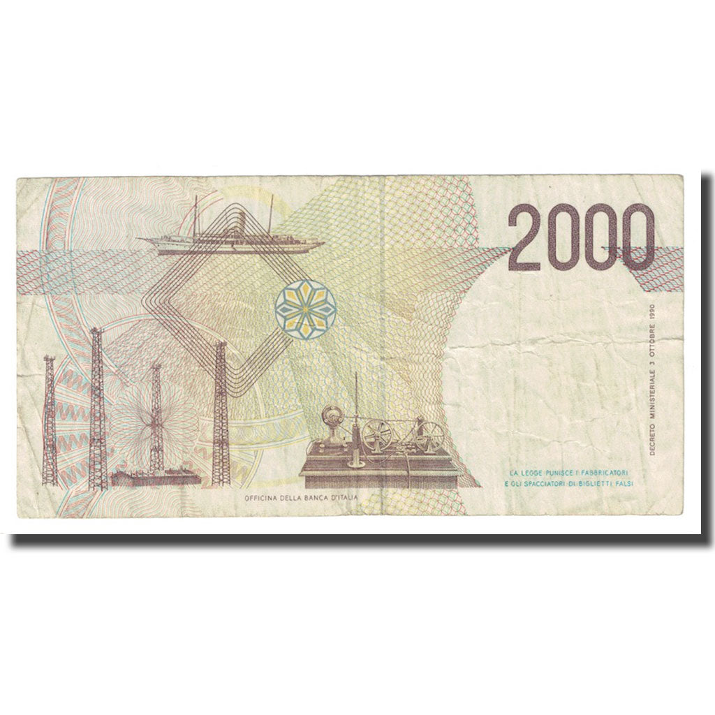 Billet, Italie, 2000 Lire, 1990, 1990-10-03, KM:115, B+