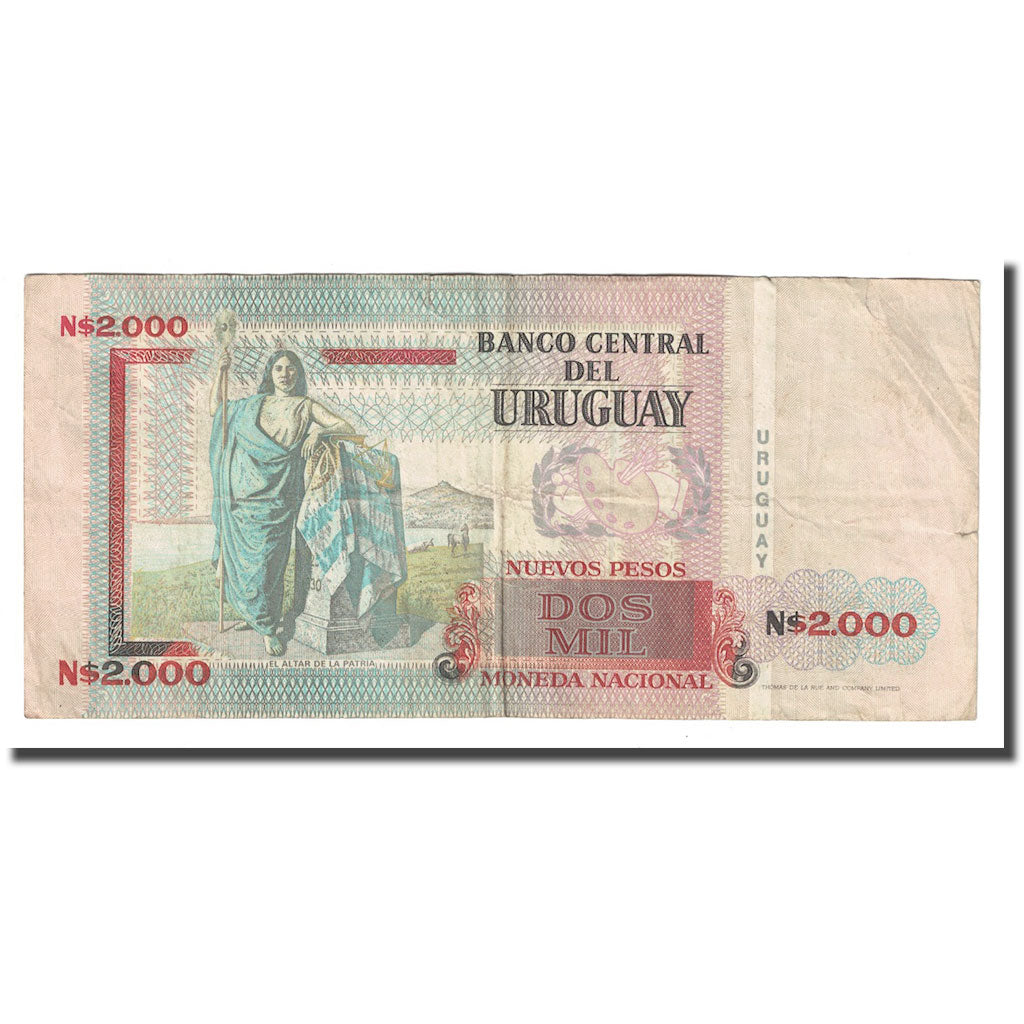 Banknote, Uruguay, 2000 Nuevos Pesos, 1989, KM:68a, VG(8-10)