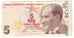 Banknot, Turcja, 5 Lira, 2009, KM:222, EF(40-45)