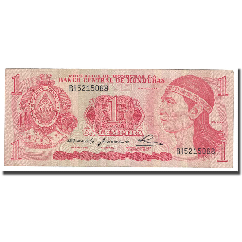Billet, Honduras, 1 Lempira, 1980, 1980-05-29, KM:68a, TB