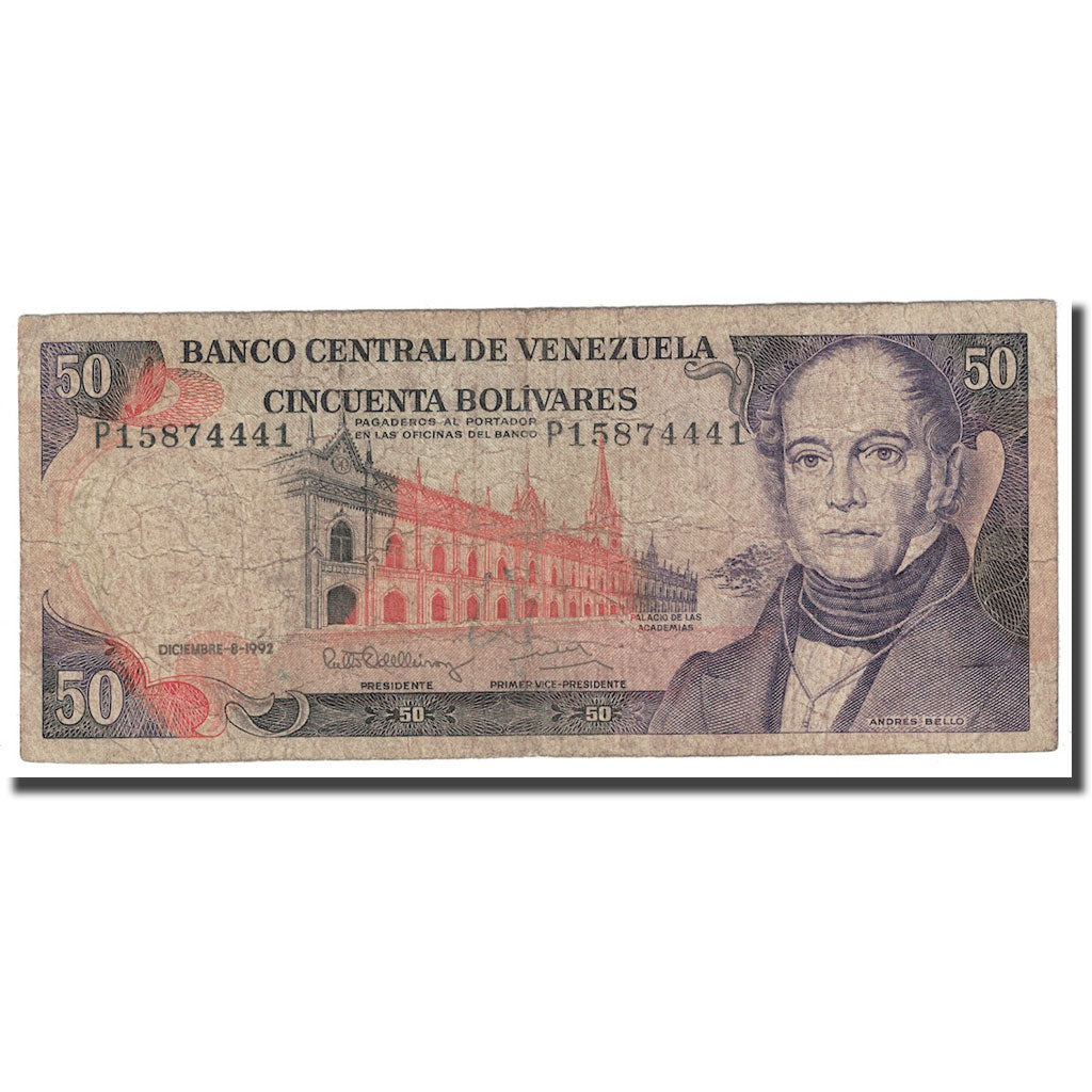 Banknote, Venezuela, 50 Bolivares, 1992, 1992-12-08, KM:S302a, G(4-6)