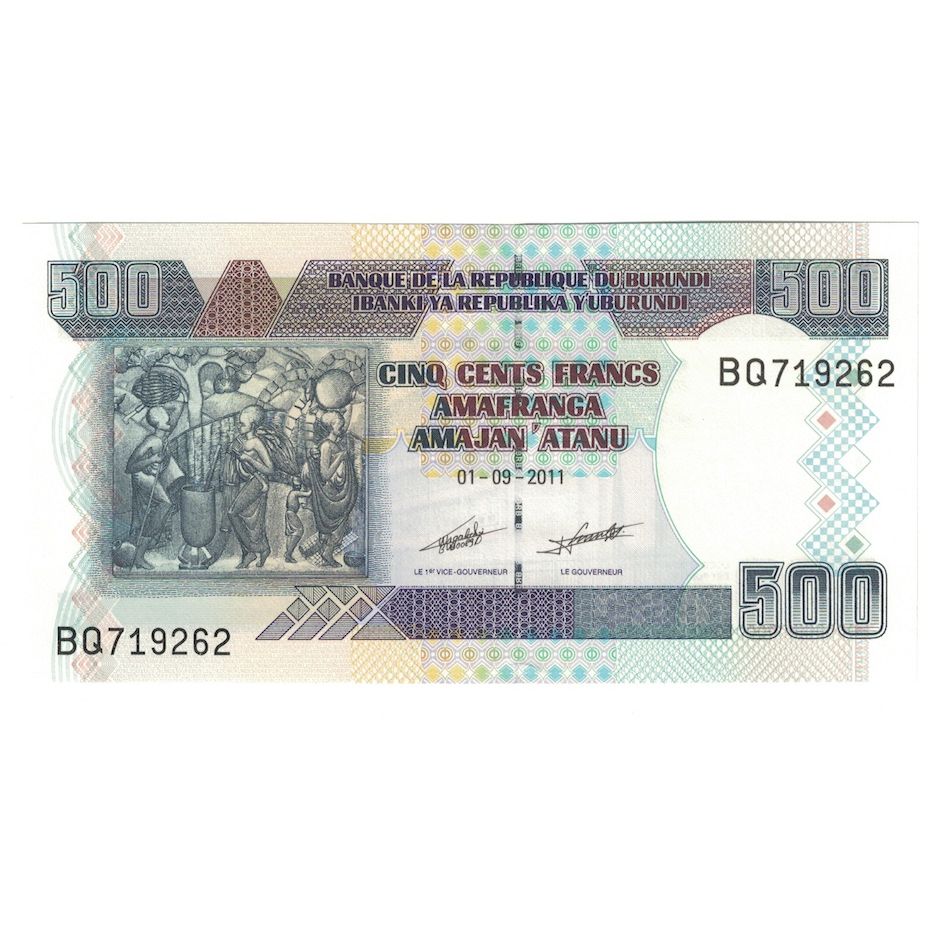 Billet, Burundi, 500 Francs, 2011, 2011-09-01, KM:45b, NEUF