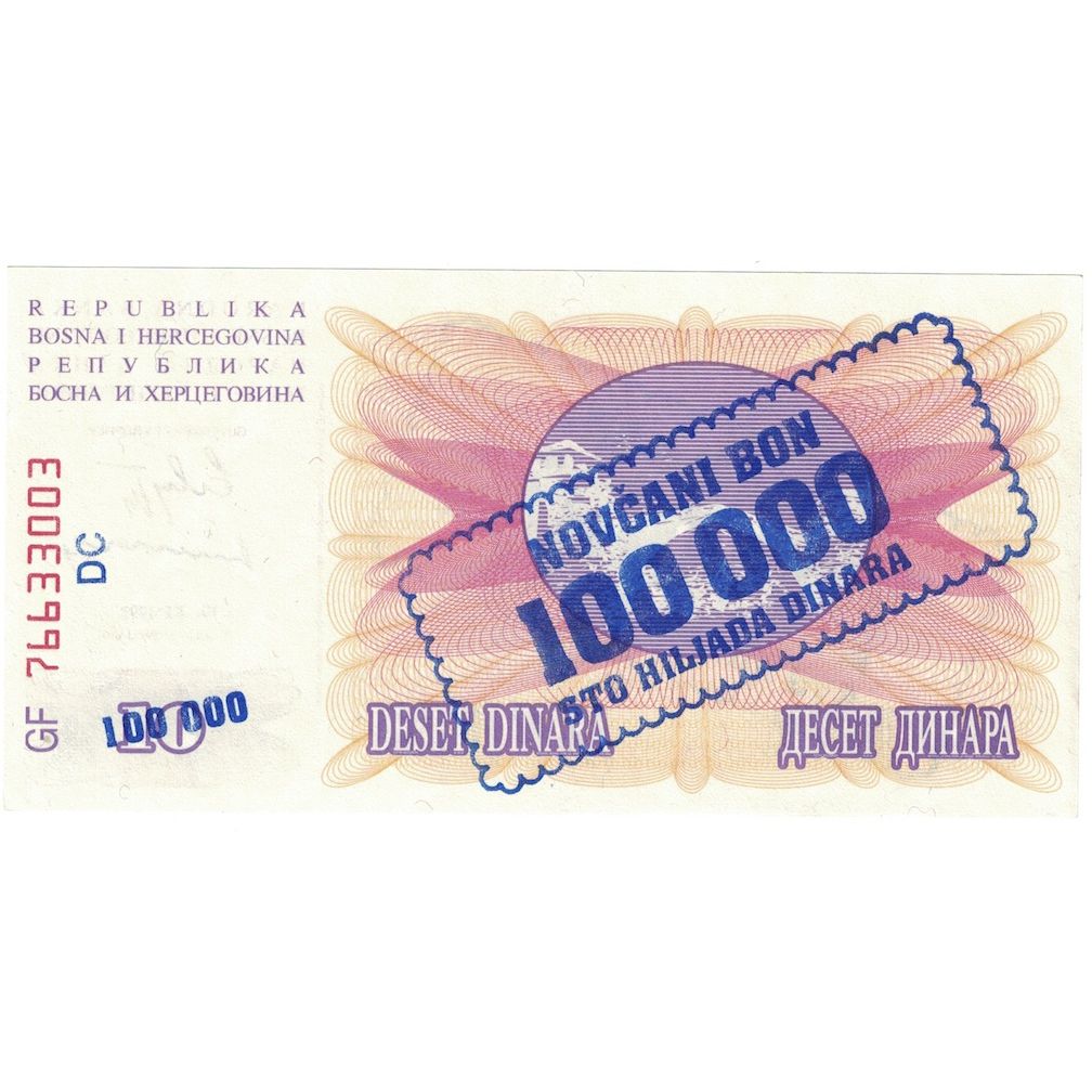 Banknote, Bosnia - Herzegovina, 100,000 Dinara, 1993, 1993-11-10, KM:34b