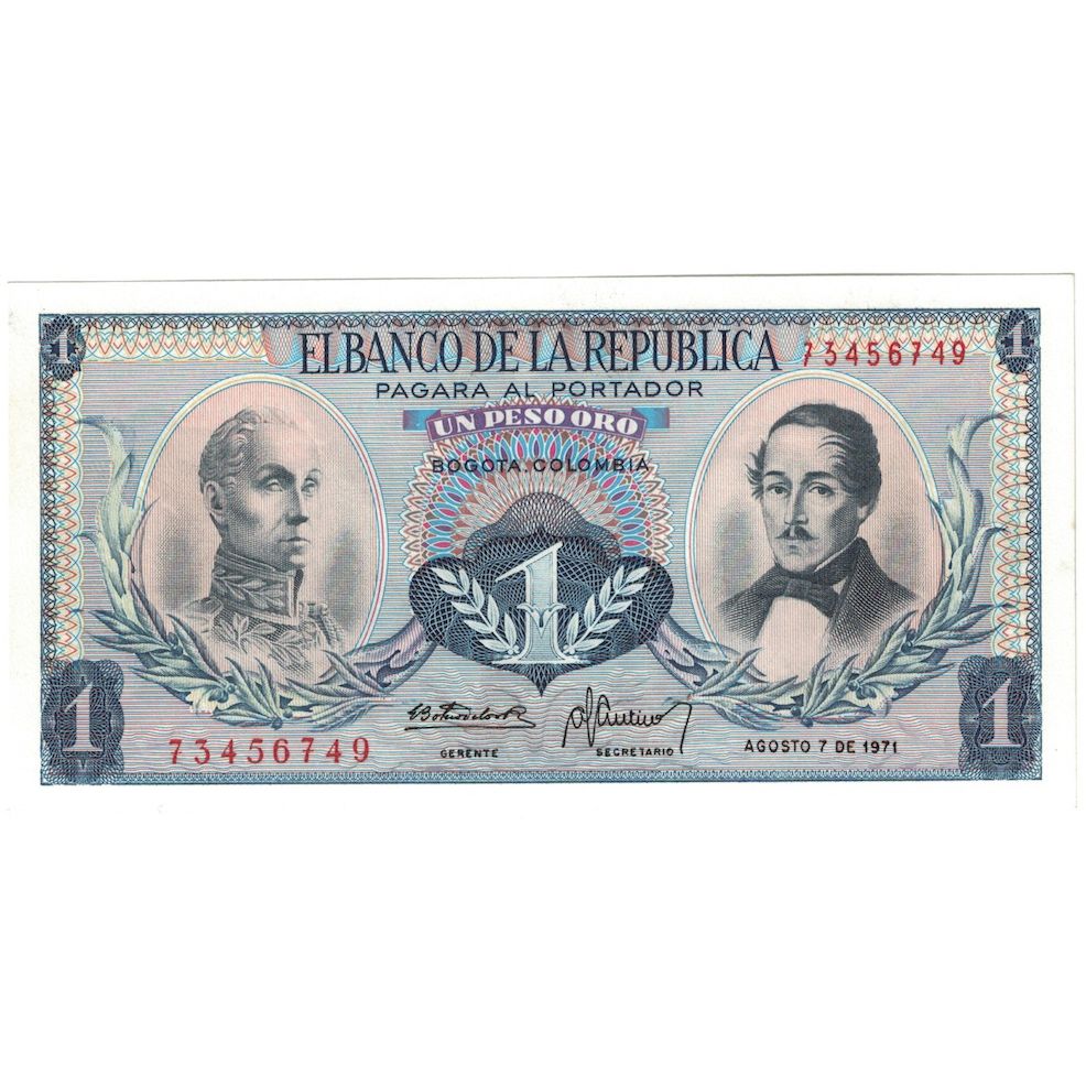 Billet, Colombie, 1 Peso Oro, 1971, 1971-08-07, KM:404e, NEUF