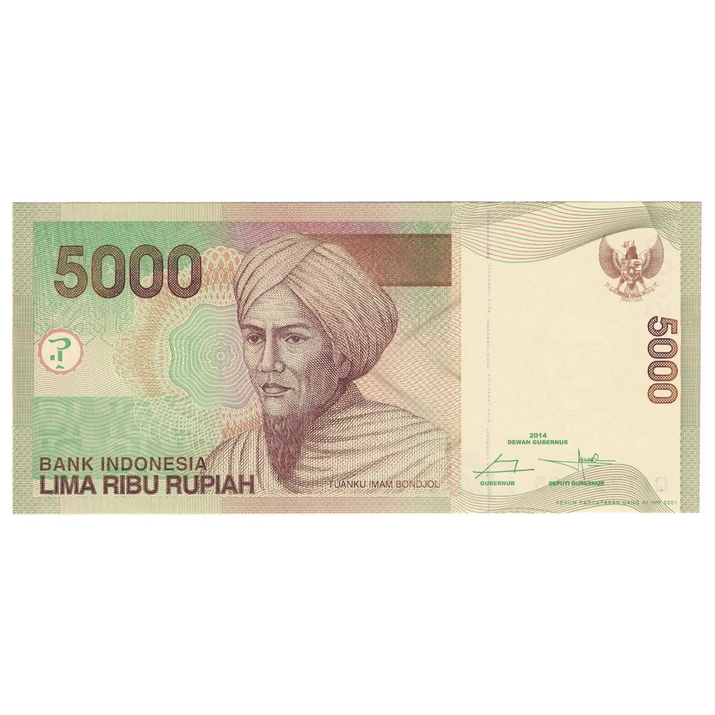 Banknot, Indonesia, 5000 Rupiah, 2014, UNC(65-70)