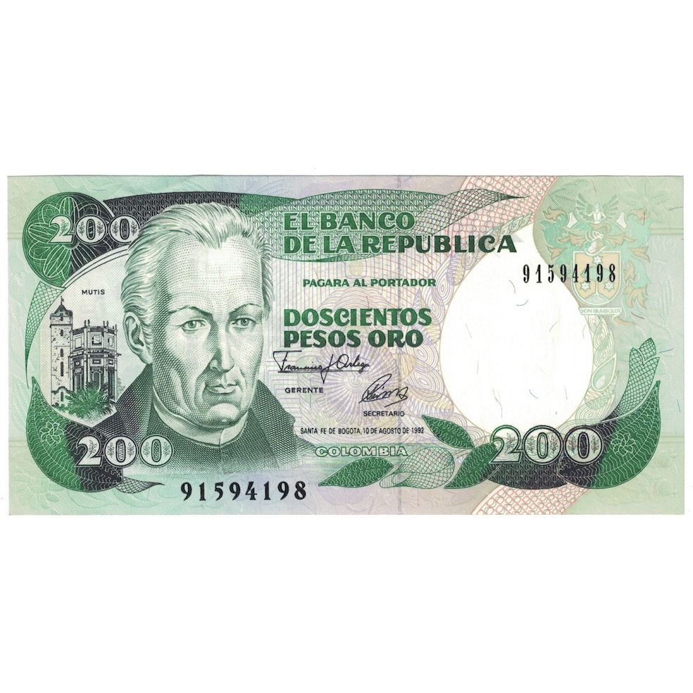 Banknote, Colombia, 200 Pesos Oro, 1992, 1992-08-10, KM:429A, UNC(65-70)