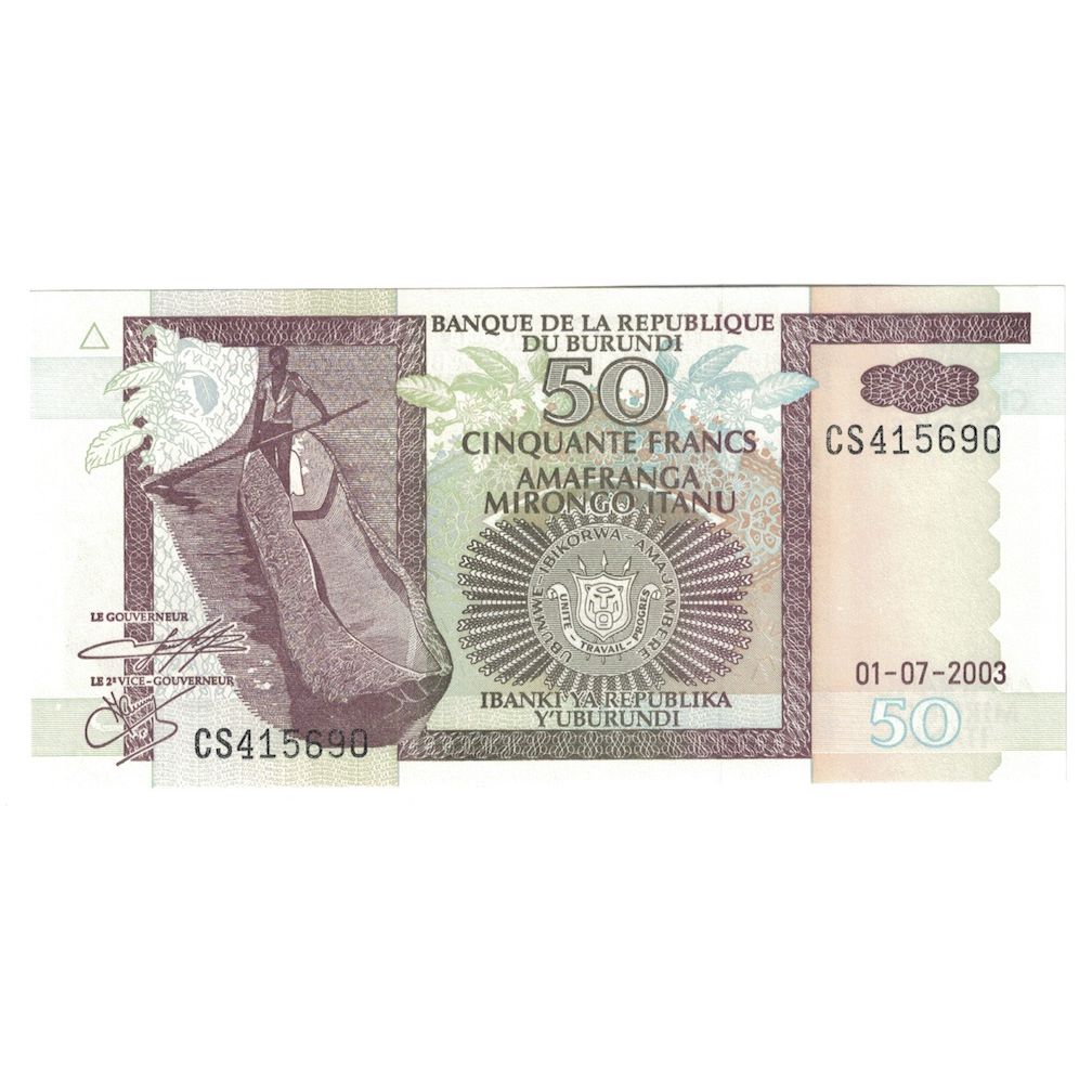 Billet, Burundi, 50 Francs, 2003, 2003-07-01, KM:36d, NEUF