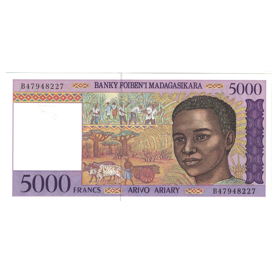 Billet, Madagascar, 5000 Francs = 1000 Ariary, 1994-1995, Undated (1995)