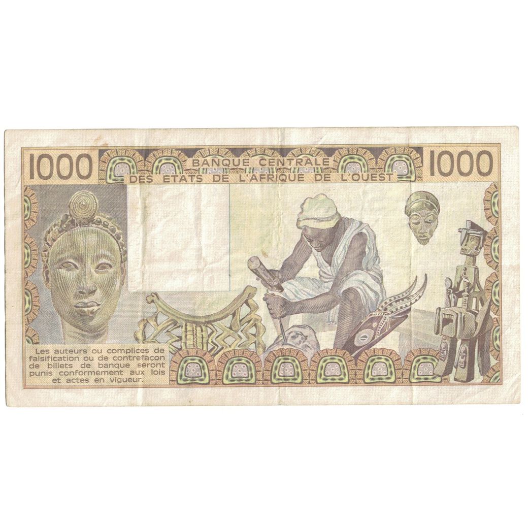 Billet, West African States, 1000 Francs, 1988, KM:406Da, TB