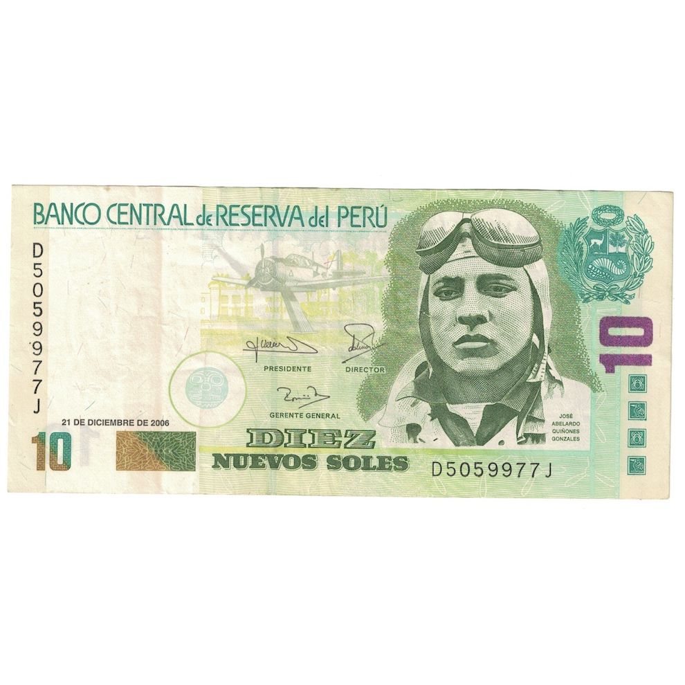 Billete, 10 Nuevos Soles, 2006, Perú, 2006-12-21, KM:179b, MBC