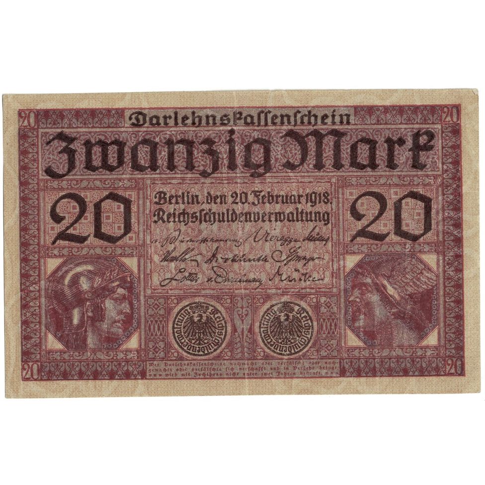 Billet, Allemagne, 20 Mark, 1918, 1918-02-20, KM:57, B+