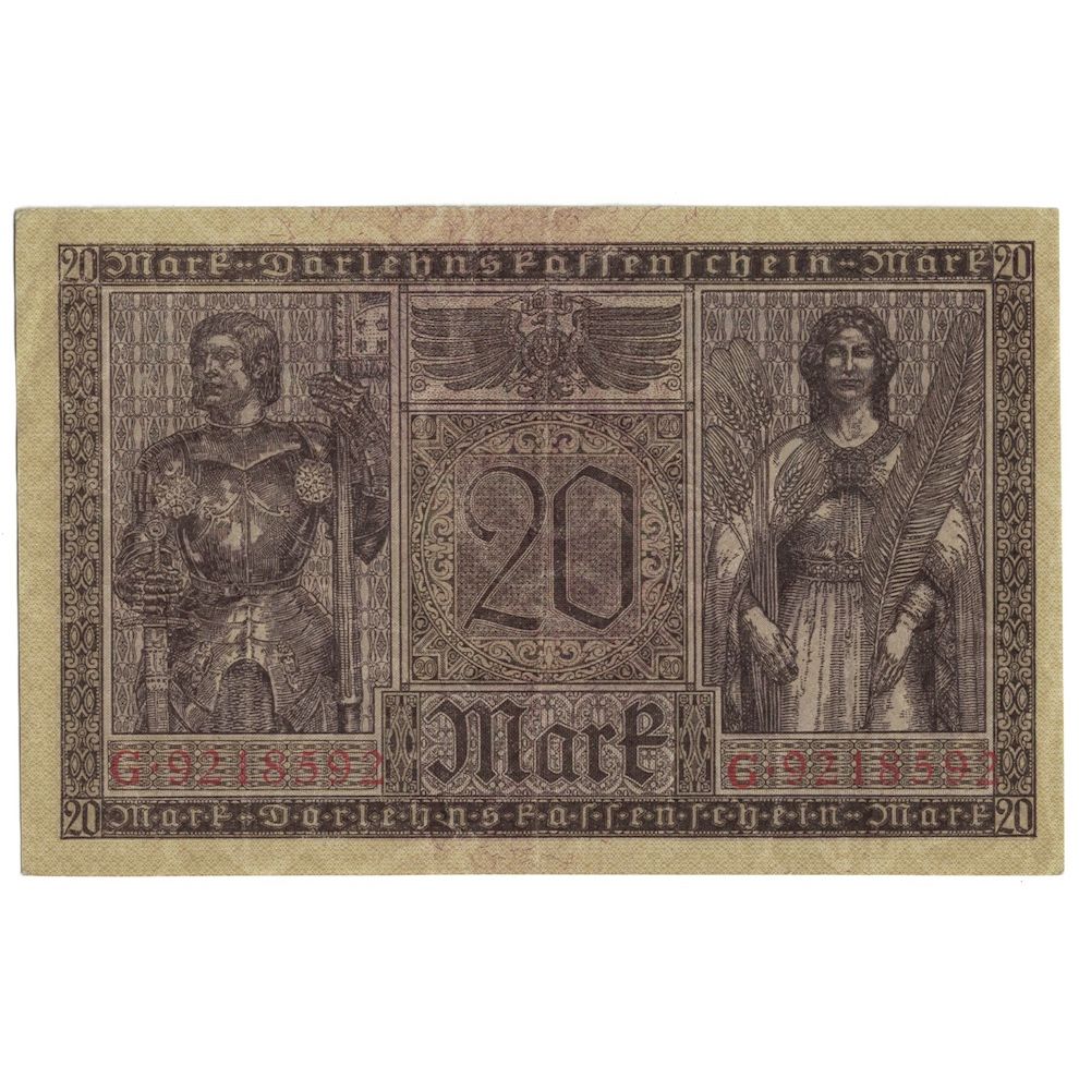 Billet, Allemagne, 20 Mark, 1918, 1918-02-20, KM:57, B+