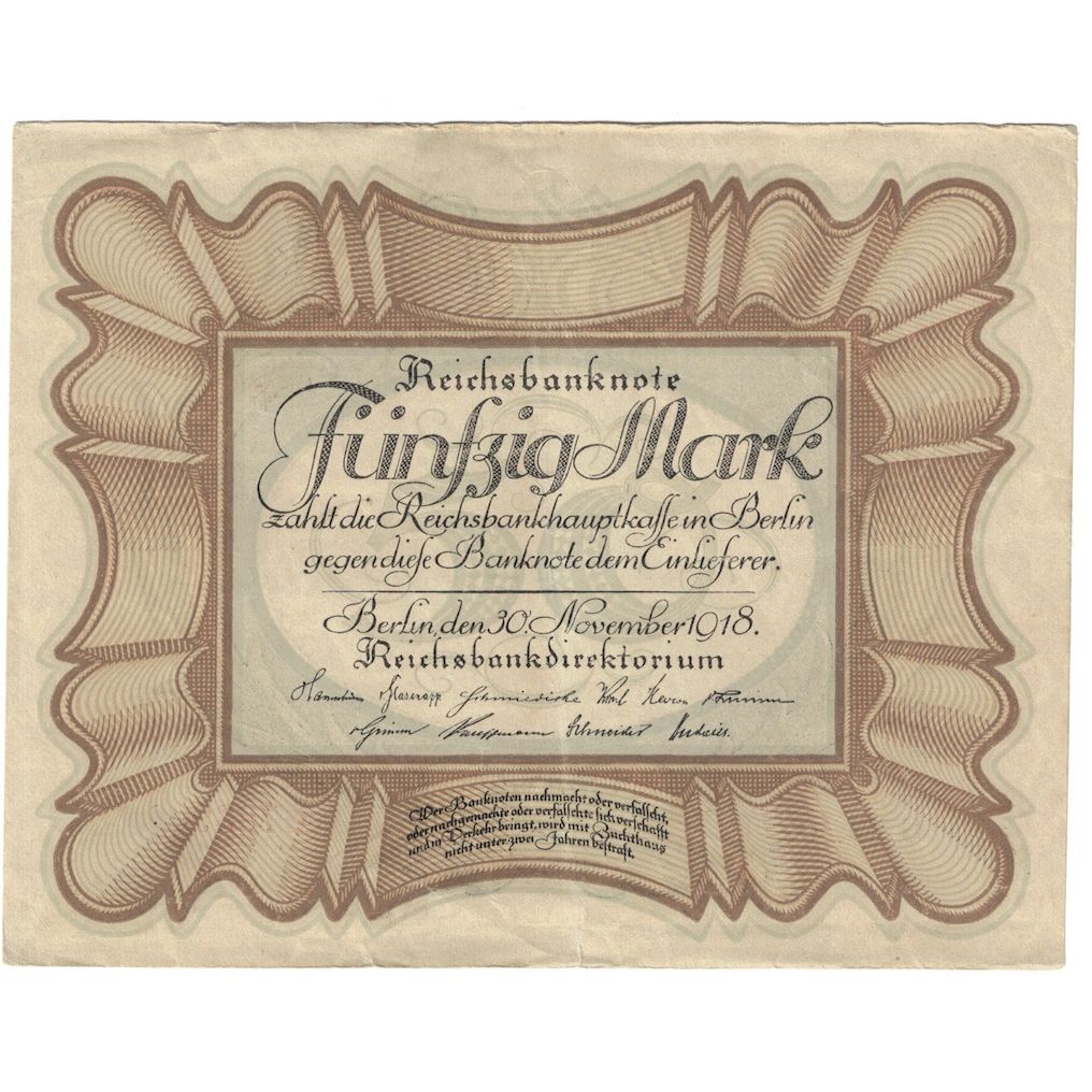 Banknote, Germany, 50 Mark, 1918, 1918-11-30, KM:65, EF(40-45)
