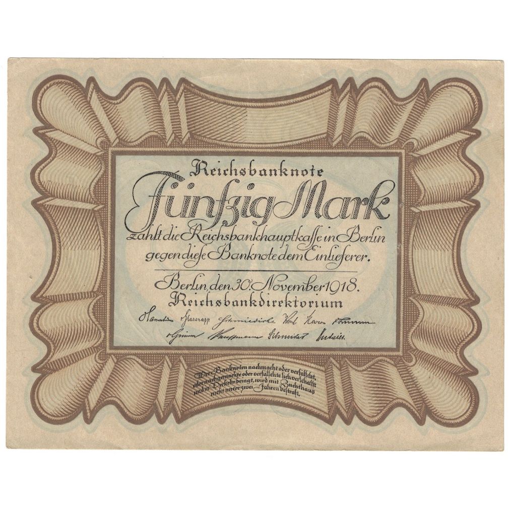 Banknote, Germany, 50 Mark, 1918, 1918-11-30, KM:65, AU(55-58)