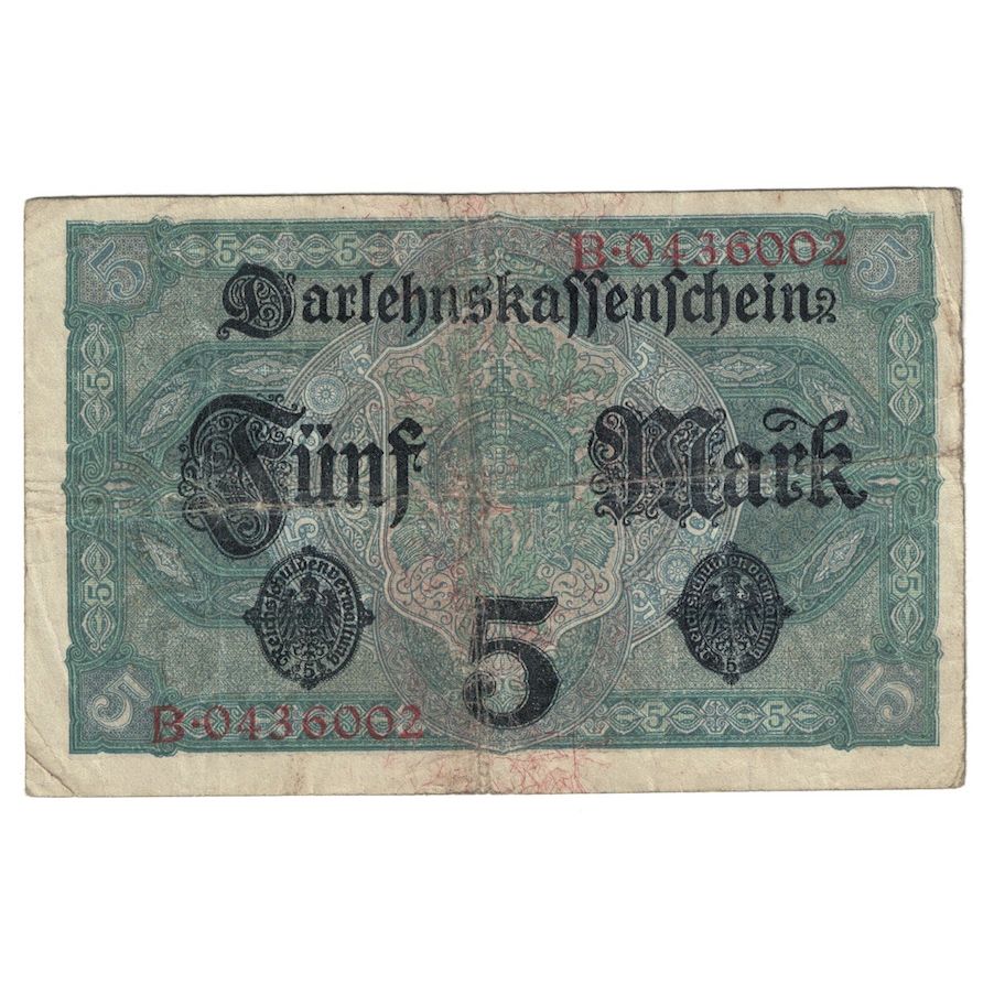 Banconote, Germania, 5 Mark, 1917, 1917-08-01, KM:56a, B