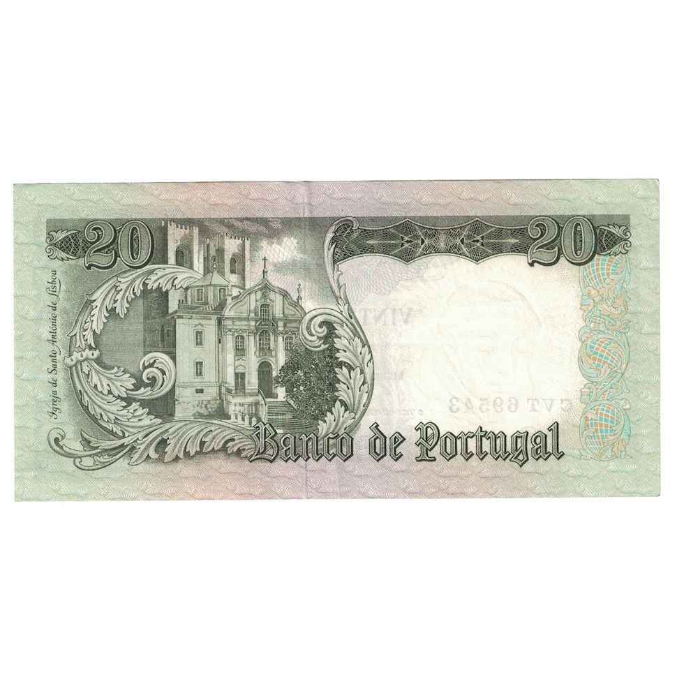 Nota, Portugal, 20 Escudos, 1964, 1964-05-26, KM:167b, EF(40-45)