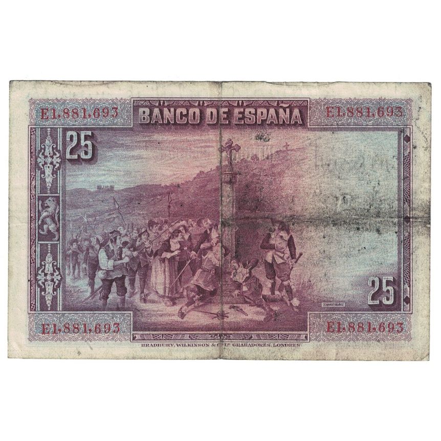 Banknote, Spain, 25 Pesetas, 1928, 1928-08-15, KM:74b, F(12-15)