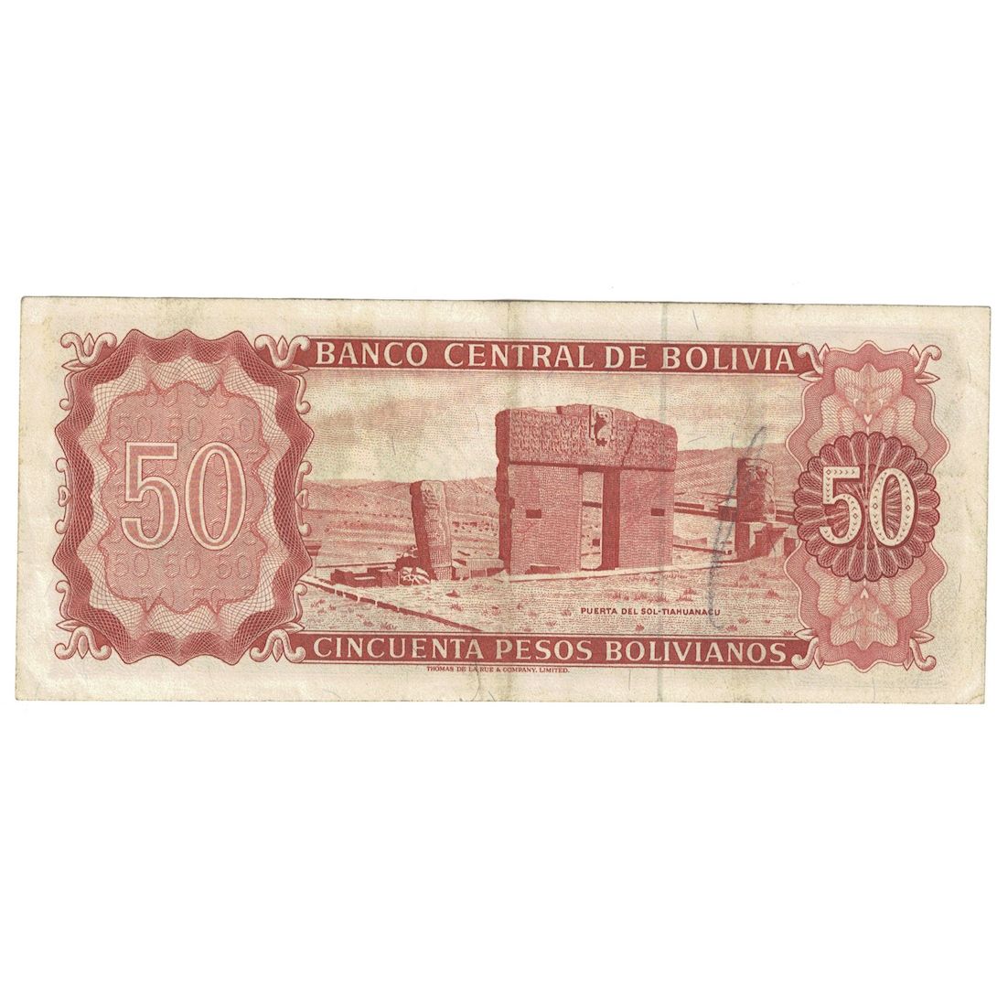 Biljet, Bolivia, 50 Pesos Bolivianos, 1962, 1962-07-13, KM:162a, B+