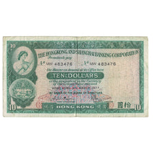 Banknot, Hong Kong, 10 Dollars, 1977, 1977-03-31, KM:182h, VG(8-10)