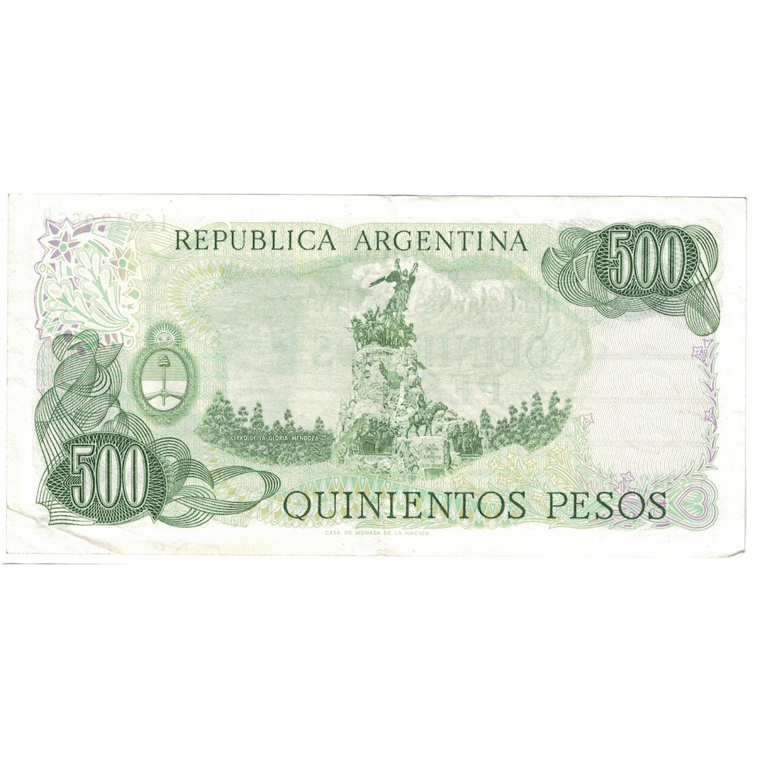 Banconote, Argentina, 500 Pesos, Undated (1974-75), KM:298b, MB+