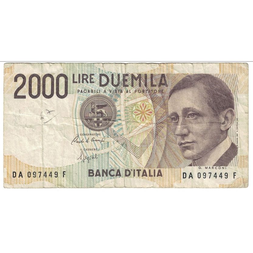 Banknote, Italy, 2000 Lire, D.1990, KM:115, VG(8-10)