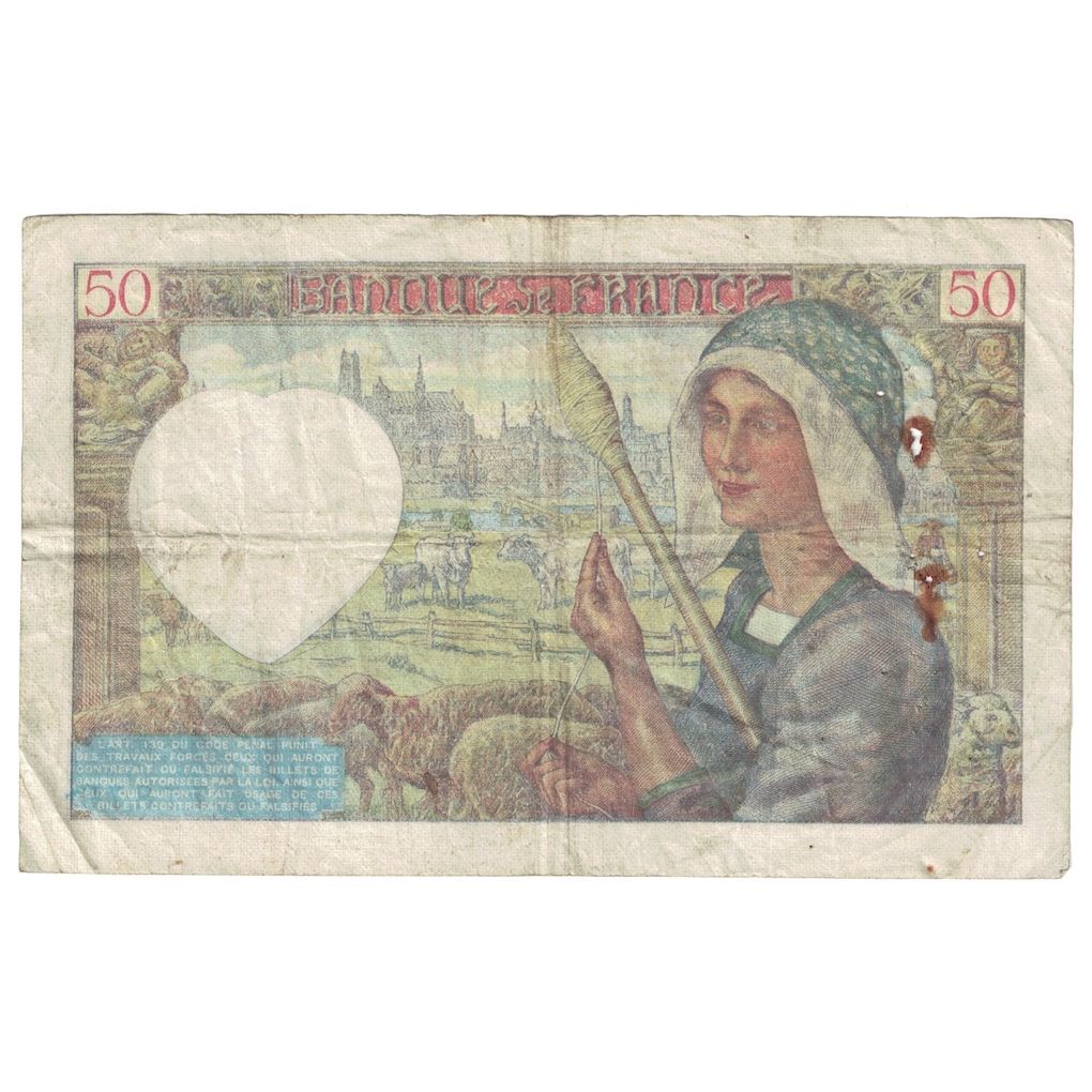 Frankrijk, 50 Francs, Jacques Coeur, 1940, 1940-06-13, B, Fayette:19.1, KM:93