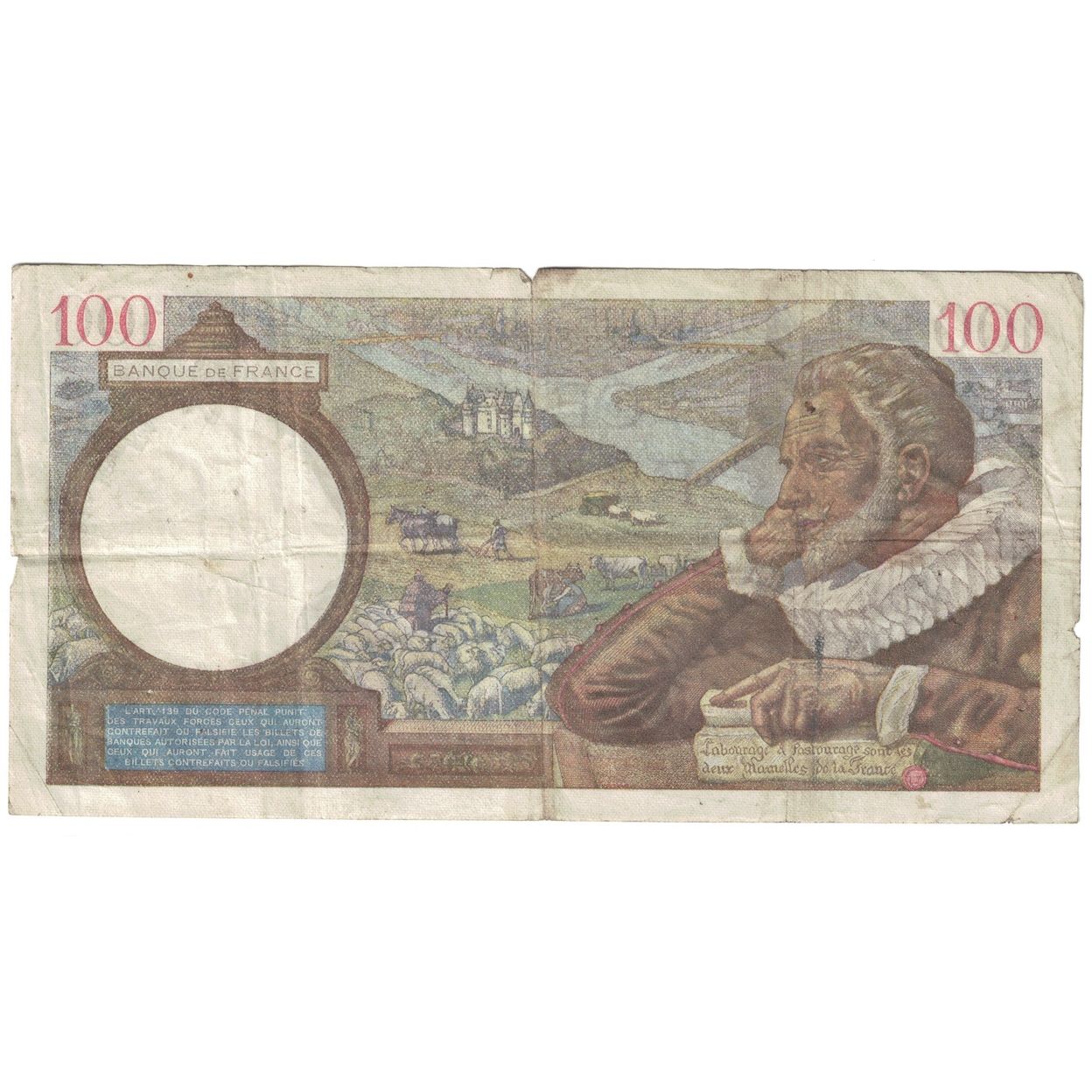 France, 100 Francs, Sully, 1941, 1941-10-30, VG(8-10), Fayette:26.57, KM:94