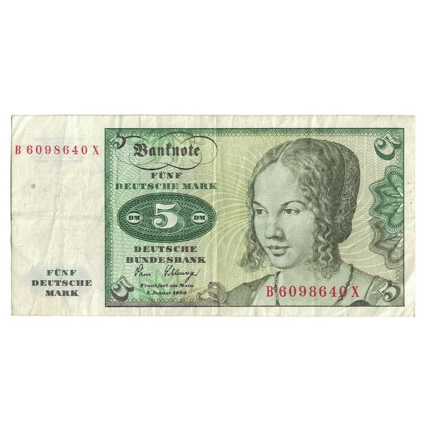 Nota, ALEMANHA - REPÚBLICA FEDERAL, 5 Deutsche Mark, 1980, 1980-01-02, KM:30b