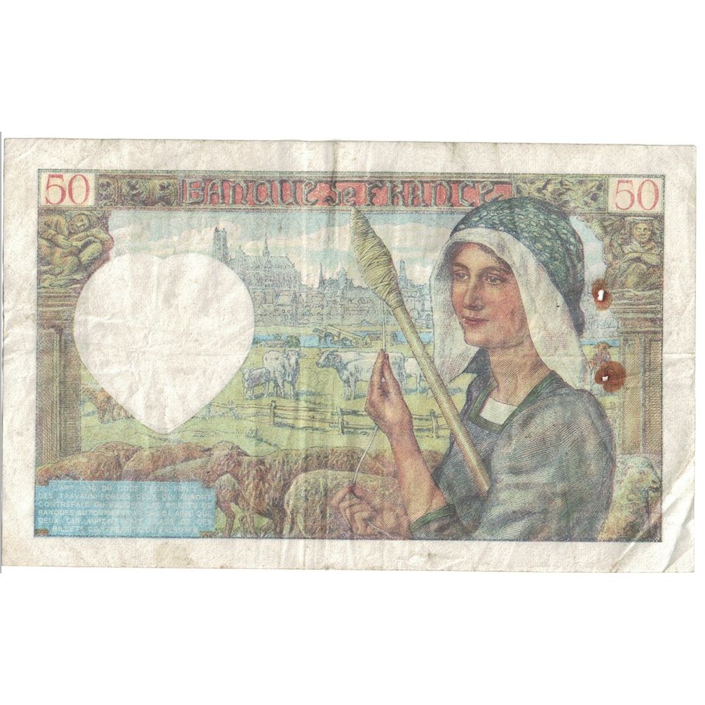 Francia, 50 Francs, Jacques Coeur, 1942, 1942-01-08, B, Fayette:19.18, KM:93