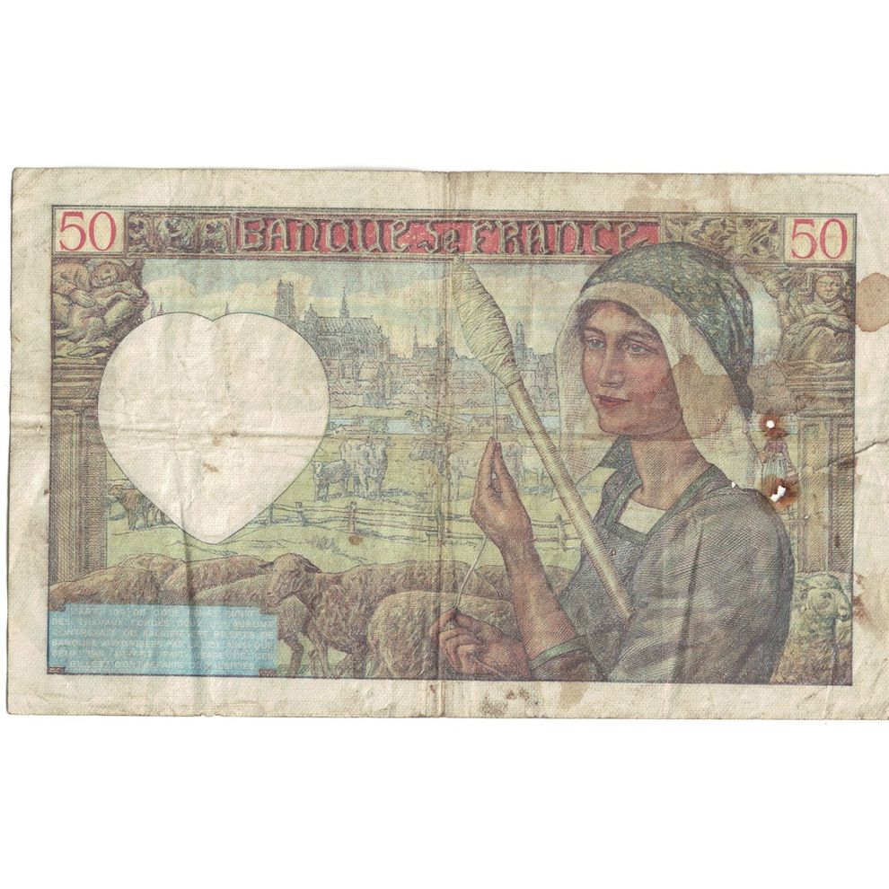 França, 50 Francs, Jacques Coeur, 1940, 1940-09-05, VG(8-10), Fayette:19.02