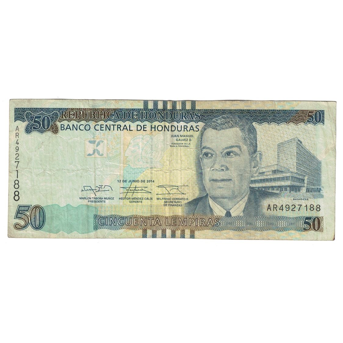 Banconote, Honduras, 50 Lempiras, 2014, 2014-06-12, B+