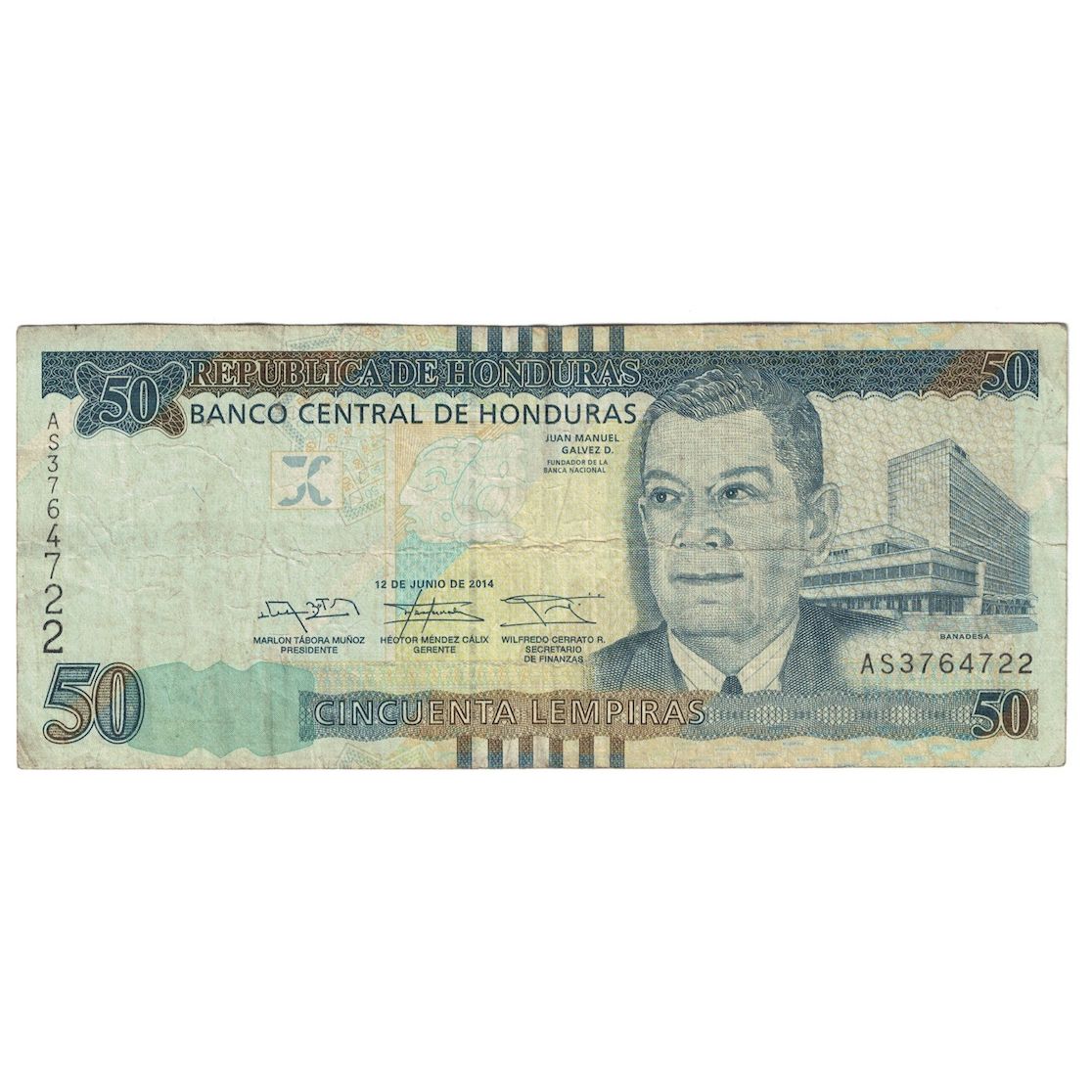 Geldschein, Honduras, 50 Lempiras, 2014, 2014-06-12, SGE+