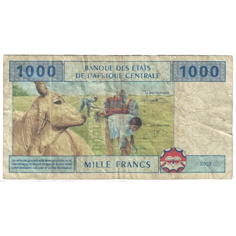 Geldschein, Zentralafrikanische Staaten, 1000 Francs, 2002, KM:207U, SGE