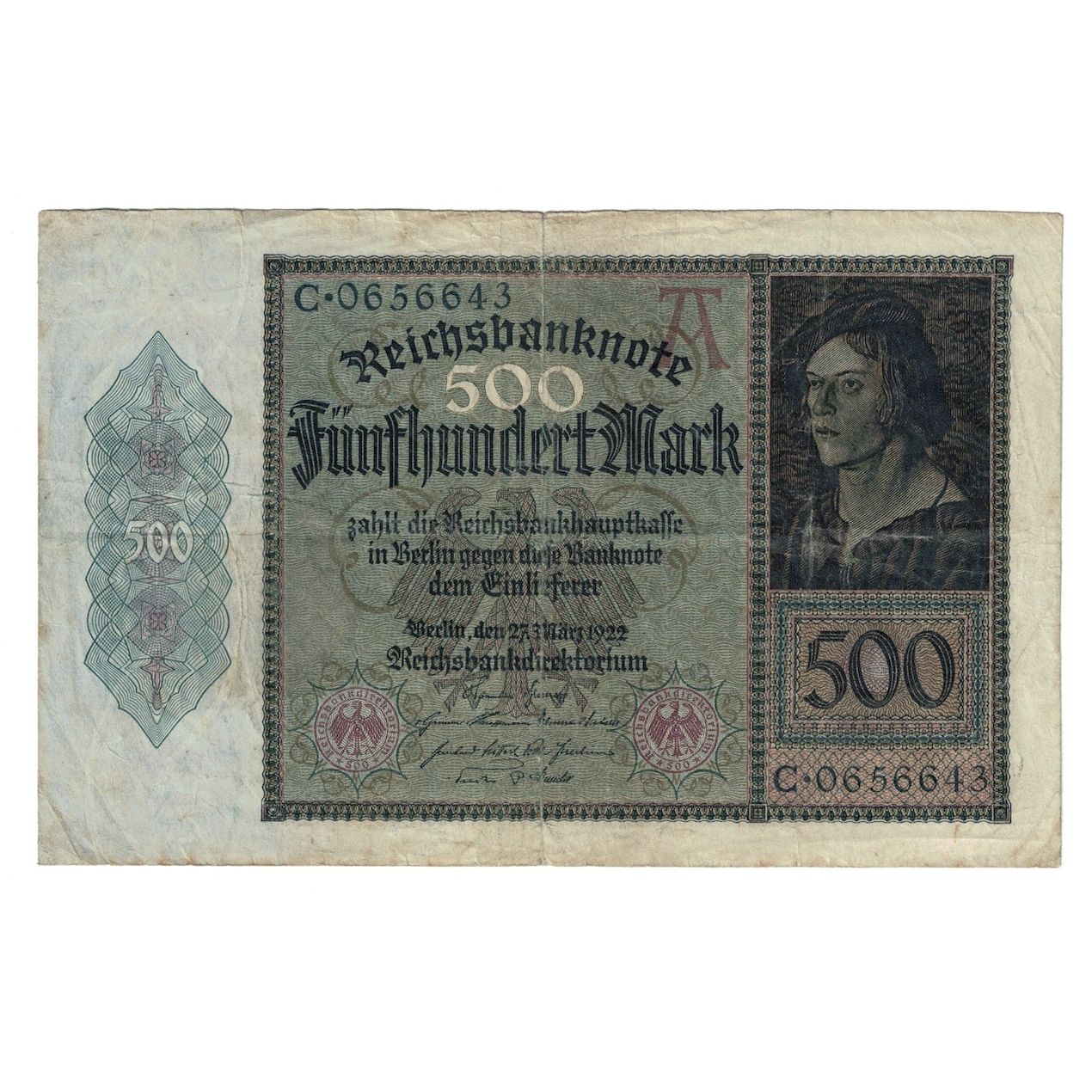 Geldschein, Deutschland, 500 Mark, 1922, 1922-03-27, KM:73, S