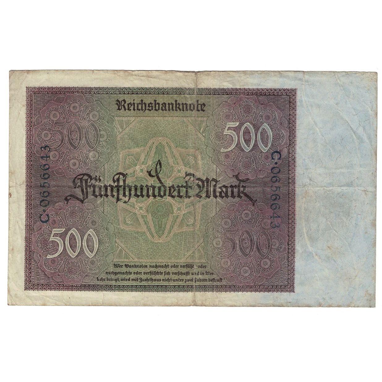 Geldschein, Deutschland, 500 Mark, 1922, 1922-03-27, KM:73, S