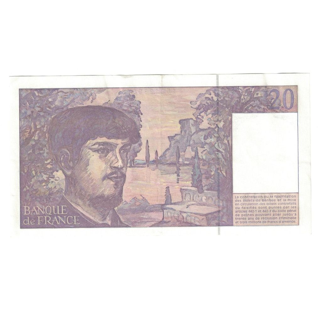 França, 20 Francs, Debussy, 1997, UNC(63), Fayette:66ter.02A61, KM:151i